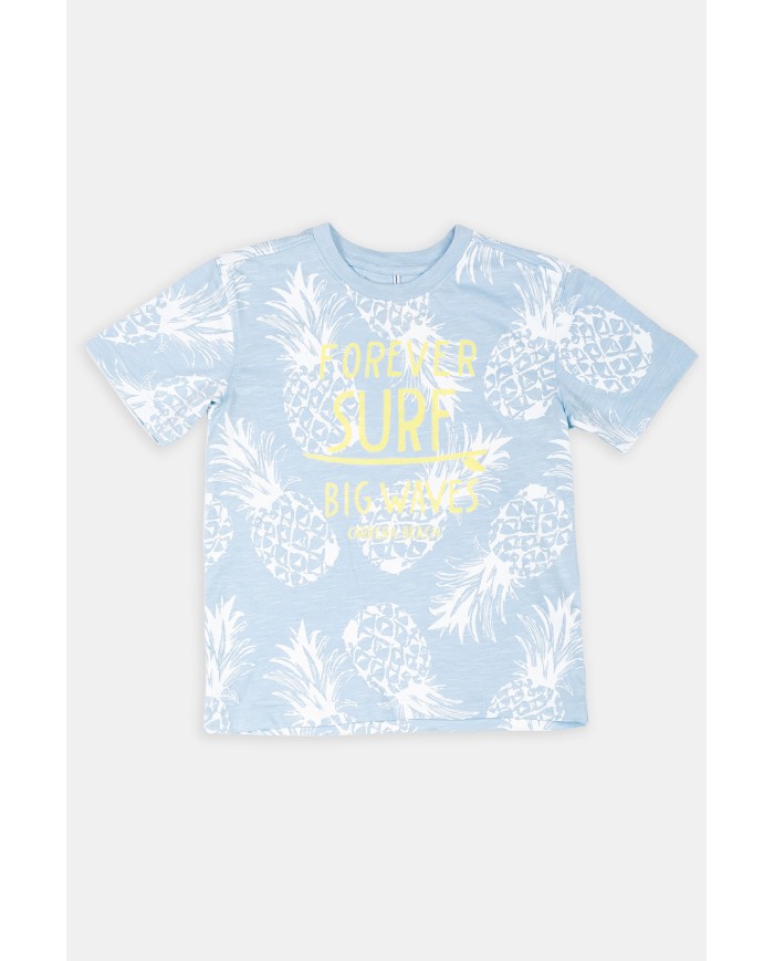 MAGLIA GIROCOLLO IN JERSEY STAMPATA ALL-OVER