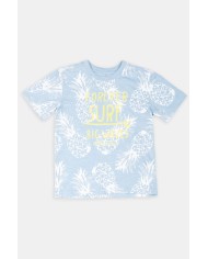 MAGLIA GIROCOLLO IN JERSEY STAMPATA ALL-OVER