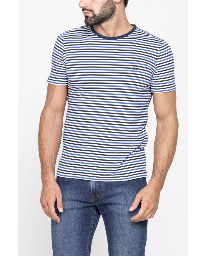 T-SHIRT GIROCOLLO RIGATA IN JERSEY LEGGERO