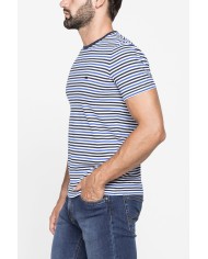 T-SHIRT GIROCOLLO RIGATA IN JERSEY LEGGERO