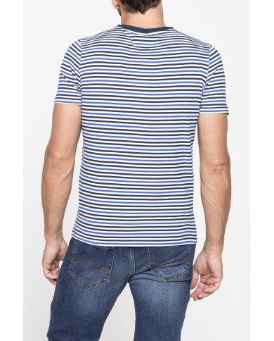 T-SHIRT GIROCOLLO RIGATA IN JERSEY LEGGERO