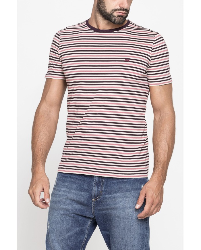 T-SHIRT GIROCOLLO RIGATA IN JERSEY LEGGERO