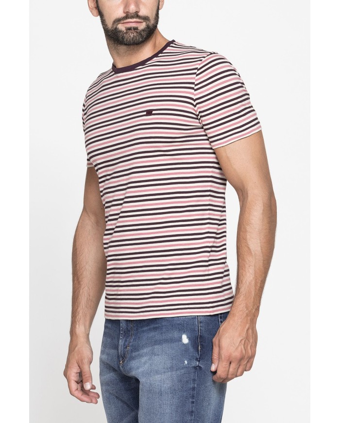 T-SHIRT GIROCOLLO RIGATA IN JERSEY LEGGERO