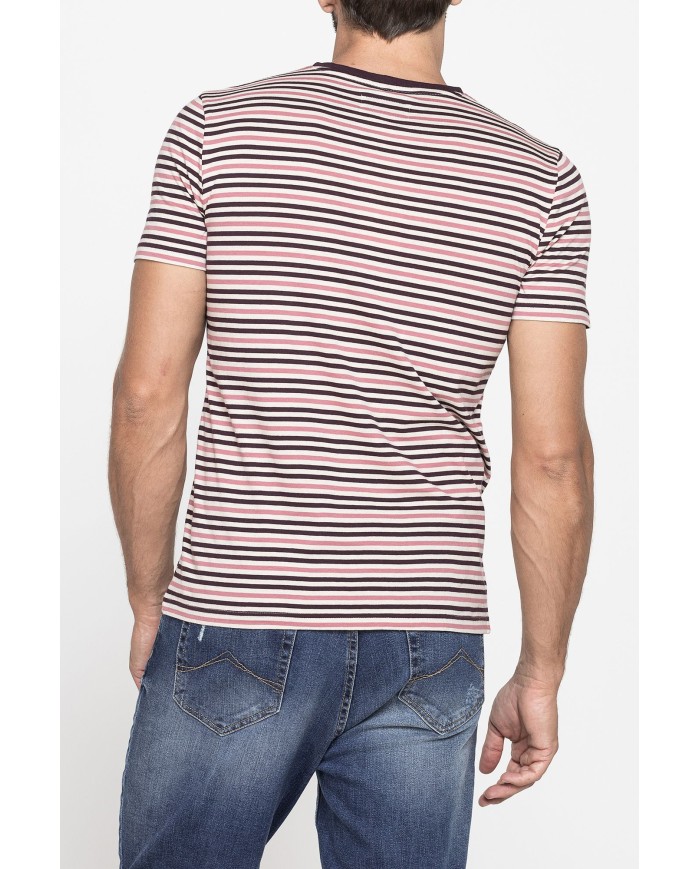 T-SHIRT GIROCOLLO RIGATA IN JERSEY LEGGERO
