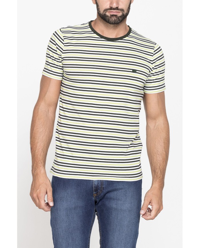 T-SHIRT GIROCOLLO RIGATA IN JERSEY LEGGERO