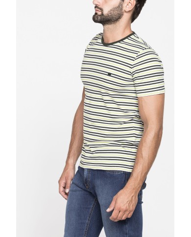 T-SHIRT GIROCOLLO RIGATA IN JERSEY LEGGERO