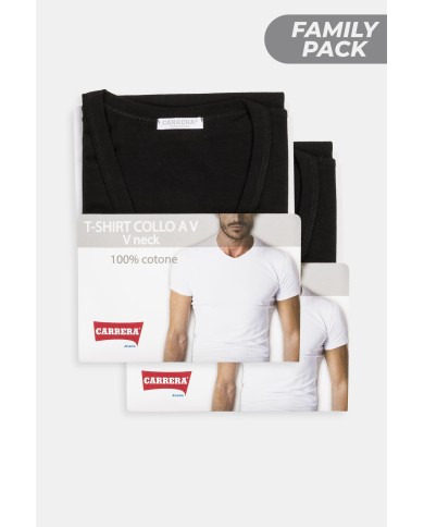 BIPACK T-SHIRT SCOLLO V IN COTONE