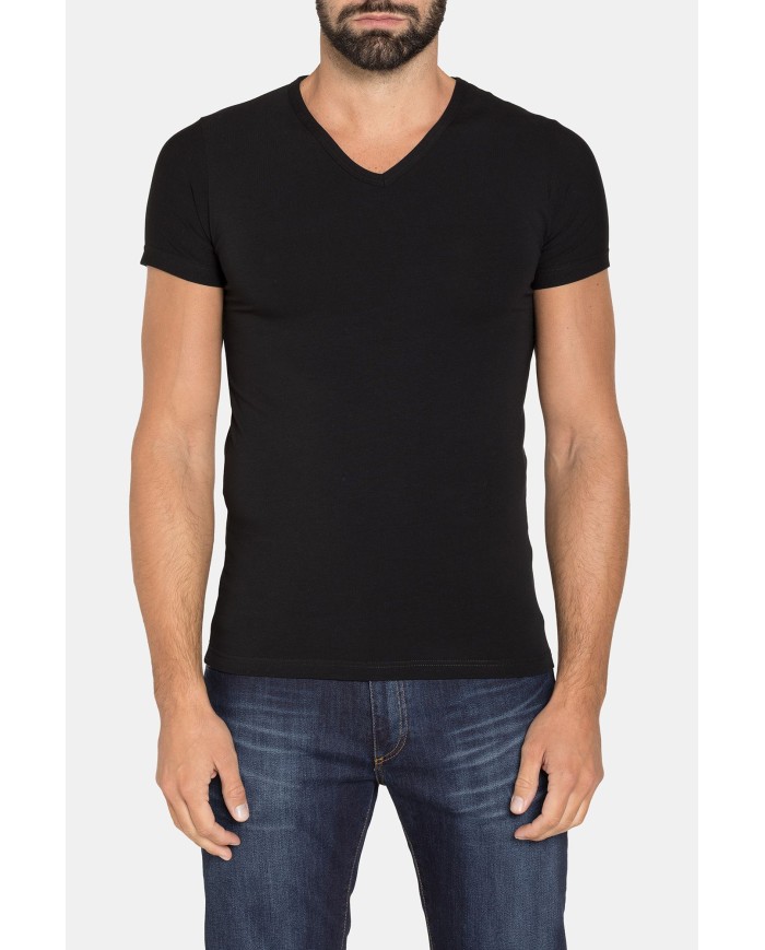 BIPACK T-SHIRT SCOLLO V IN COTONE