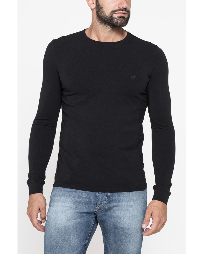 T-SHIRT SLIM A MANICA LUNGA IN TESSUTO ELASTICIZZATO