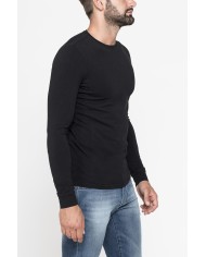T-SHIRT SLIM A MANICA LUNGA IN TESSUTO ELASTICIZZATO