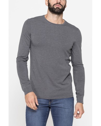 T-SHIRT SLIM A MANICA LUNGA IN TESSUTO ELASTICIZZATO