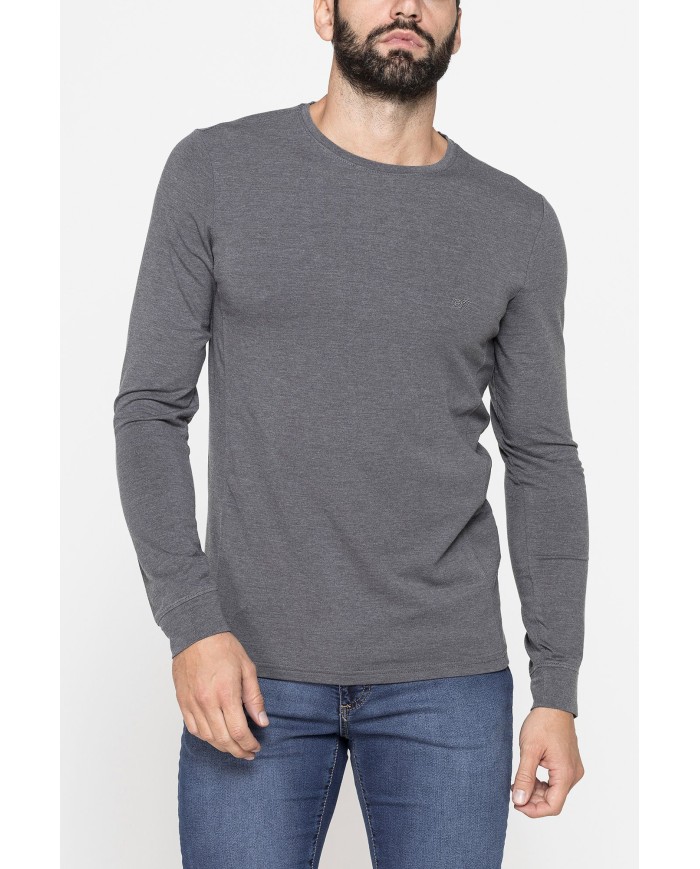 T-SHIRT SLIM A MANICA LUNGA IN TESSUTO ELASTICIZZATO
