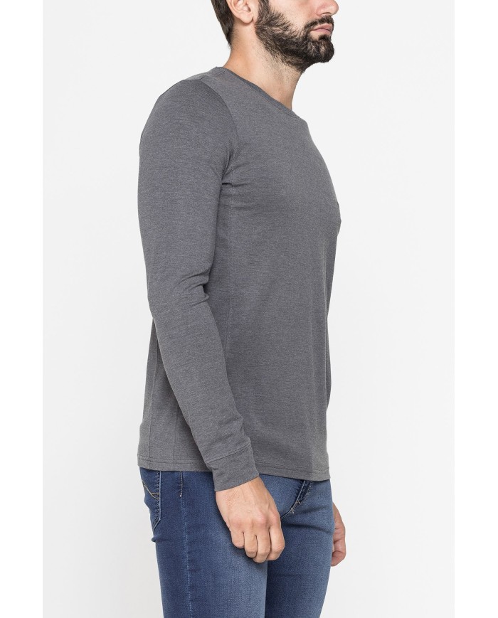T-SHIRT SLIM A MANICA LUNGA IN TESSUTO ELASTICIZZATO