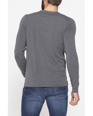 T-SHIRT SLIM A MANICA LUNGA IN TESSUTO ELASTICIZZATO
