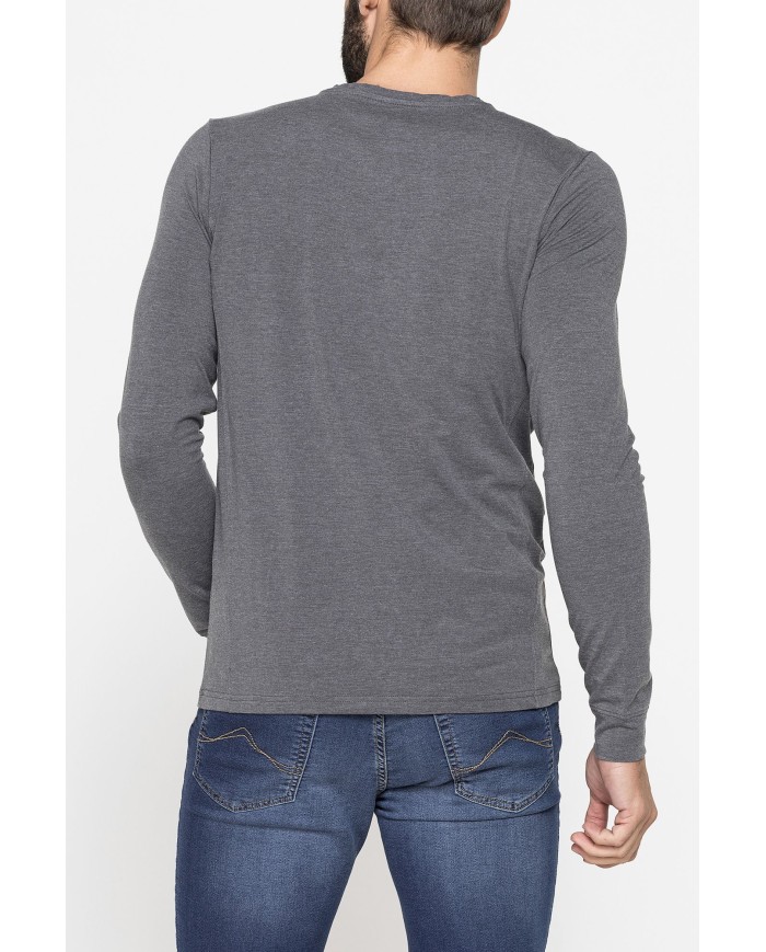 T-SHIRT SLIM A MANICA LUNGA IN TESSUTO ELASTICIZZATO