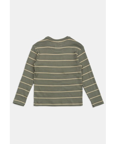 T-SHIRT GIROCOLLO MANICA LUNGA  IN JERSEY DI COTONE RIGATO  PESANTE FELPATINO