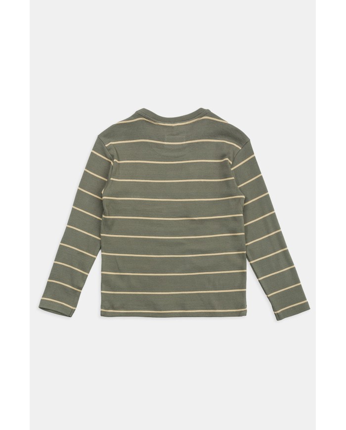 T-SHIRT GIROCOLLO MANICA LUNGA  IN JERSEY DI COTONE RIGATO  PESANTE FELPATINO