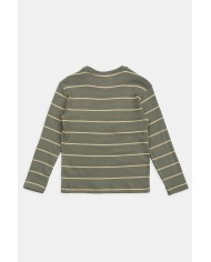 T-SHIRT GIROCOLLO MANICA LUNGA  IN JERSEY DI COTONE RIGATO  PESANTE FELPATINO