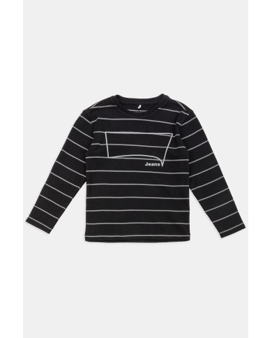 T-SHIRT GIROCOLLO MANICA LUNGA  IN JERSEY DI COTONE RIGATO  PESANTE FELPATINO