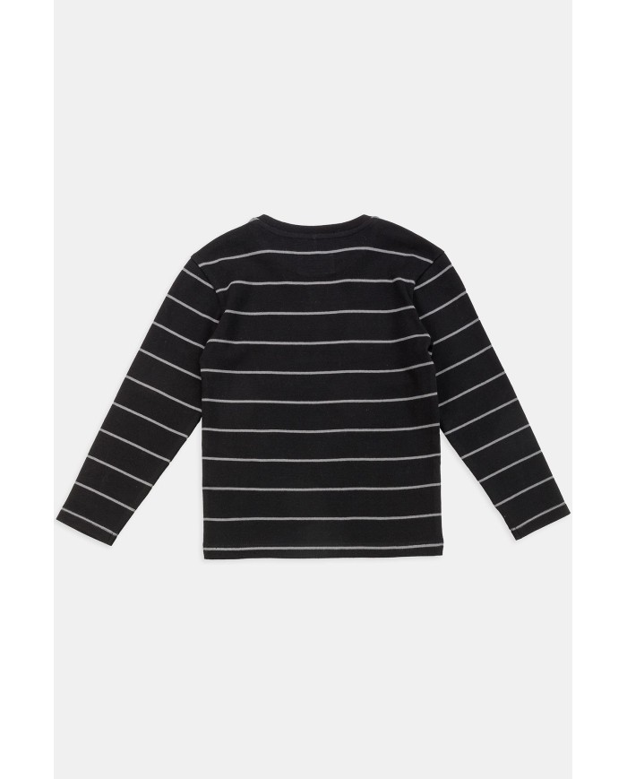 T-SHIRT GIROCOLLO MANICA LUNGA  IN JERSEY DI COTONE RIGATO  PESANTE FELPATINO