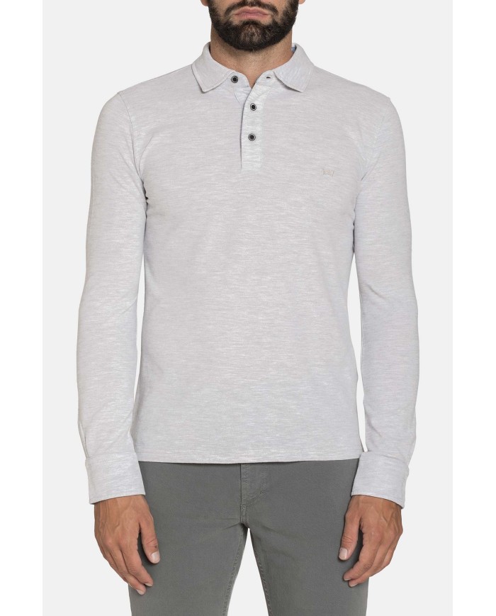 POLO A MANICA LUNGA IN PIQUET MELANGE