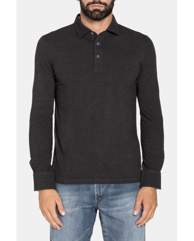 POLO A MANICA LUNGA IN PIQUET MELANGE