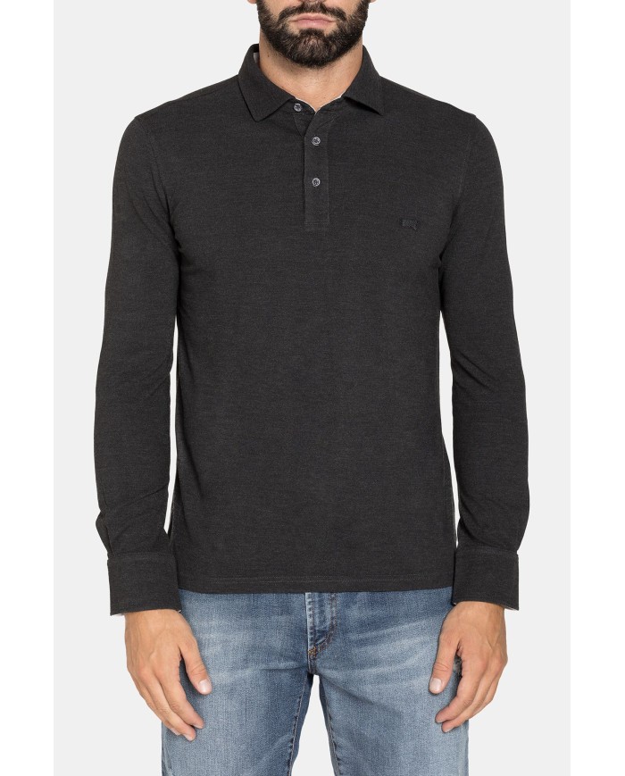 POLO A MANICA LUNGA IN PIQUET MELANGE