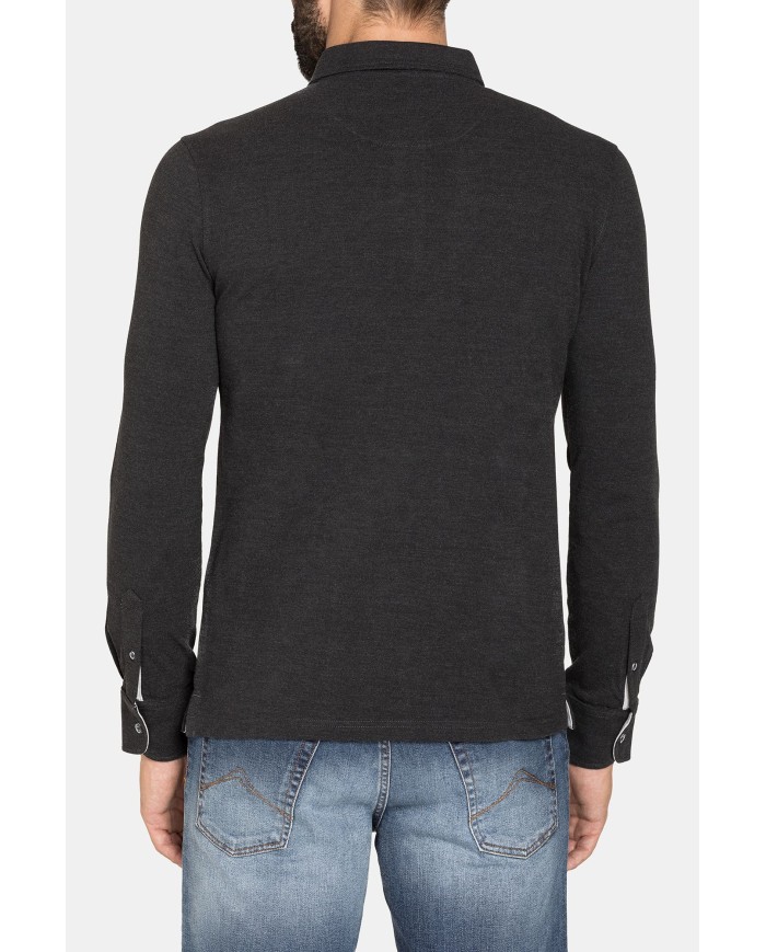 POLO A MANICA LUNGA IN PIQUET MELANGE