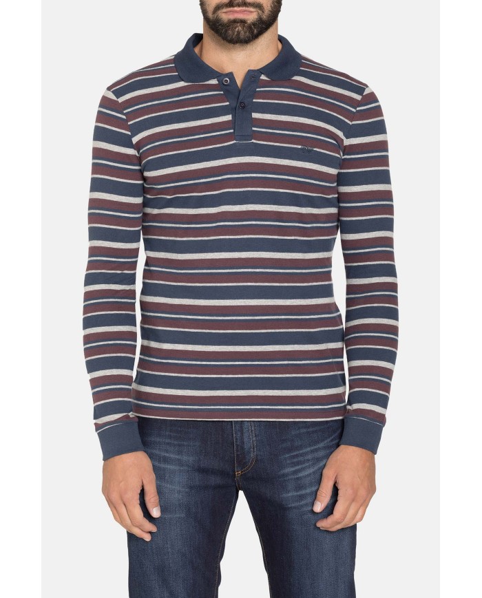 POLO MANICA LUNGA A RIGHE IN JERSEY