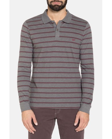 POLO MANICA LUNGA A RIGHE IN JERSEY