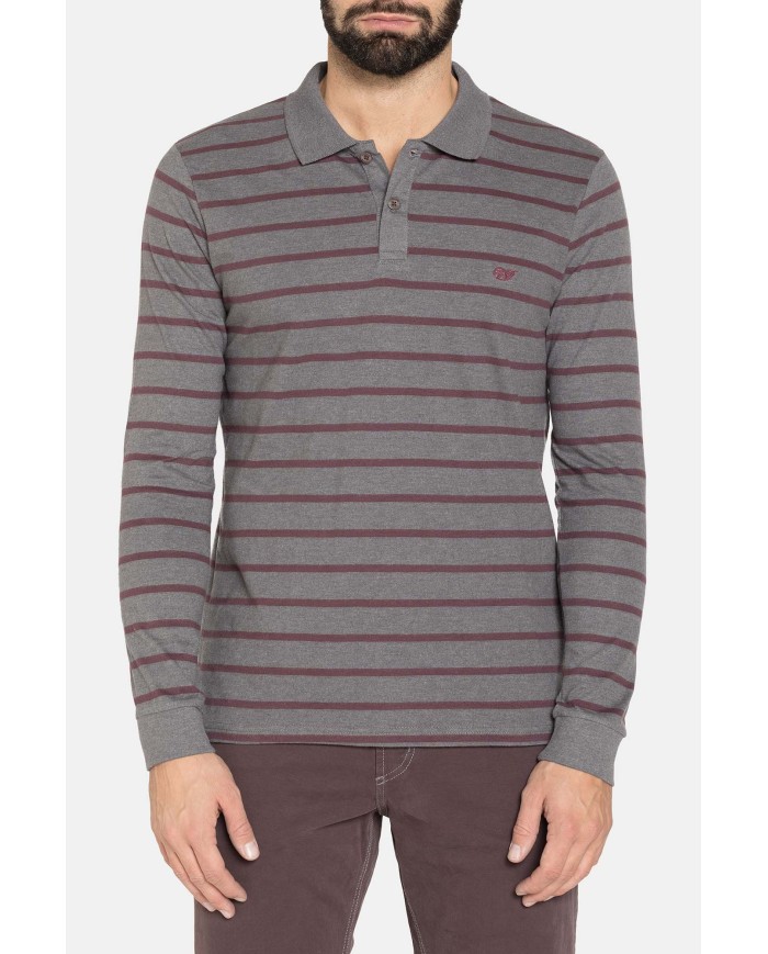 POLO MANICA LUNGA A RIGHE IN JERSEY