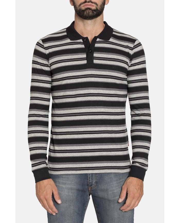 POLO MANICA LUNGA A RIGHE IN JERSEY