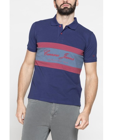 POLO MANICA CORTA IN PIQUET DI COTONE CON INSERTI BLOCK COLOR