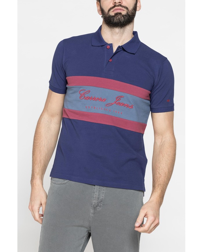 POLO MANICA CORTA IN PIQUET DI COTONE CON INSERTI BLOCK COLOR