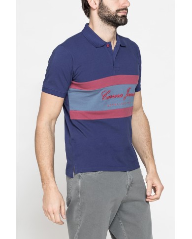 POLO MANICA CORTA IN PIQUET DI COTONE CON INSERTI BLOCK COLOR