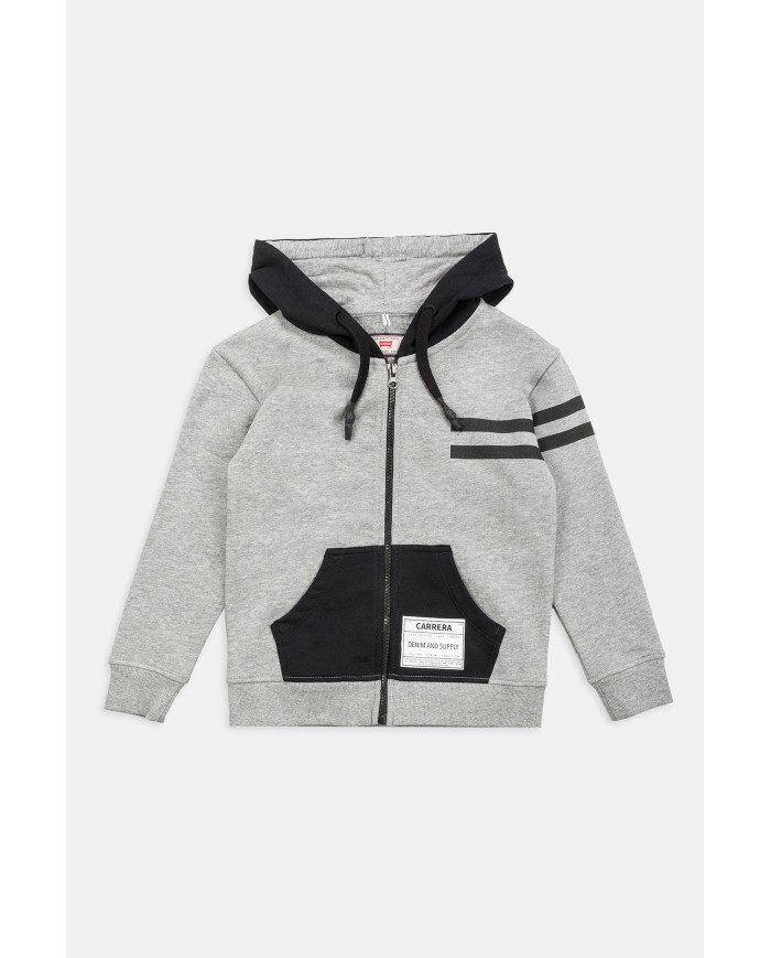 FELPA BIMBO PESANTE CON CAPPUCCIO E ZIP