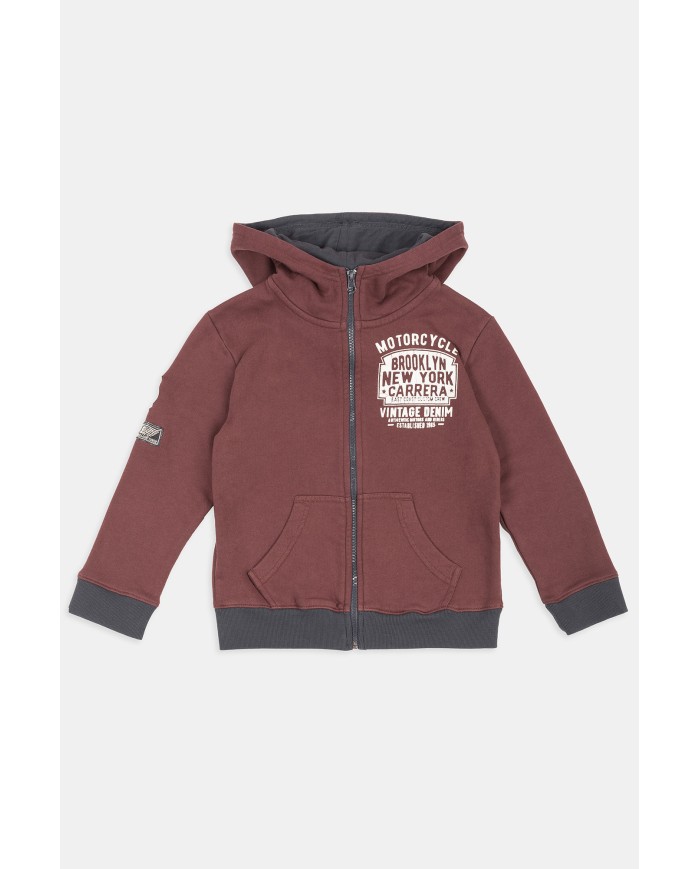 FELPA BIMBO PESANTE CON CAPPUCCIO E ZIP