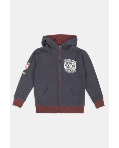 FELPA BIMBO PESANTE CON CAPPUCCIO E ZIP