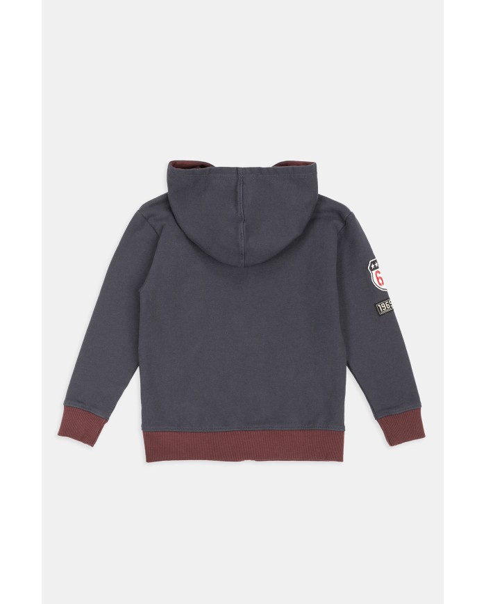 FELPA BIMBO PESANTE CON CAPPUCCIO E ZIP