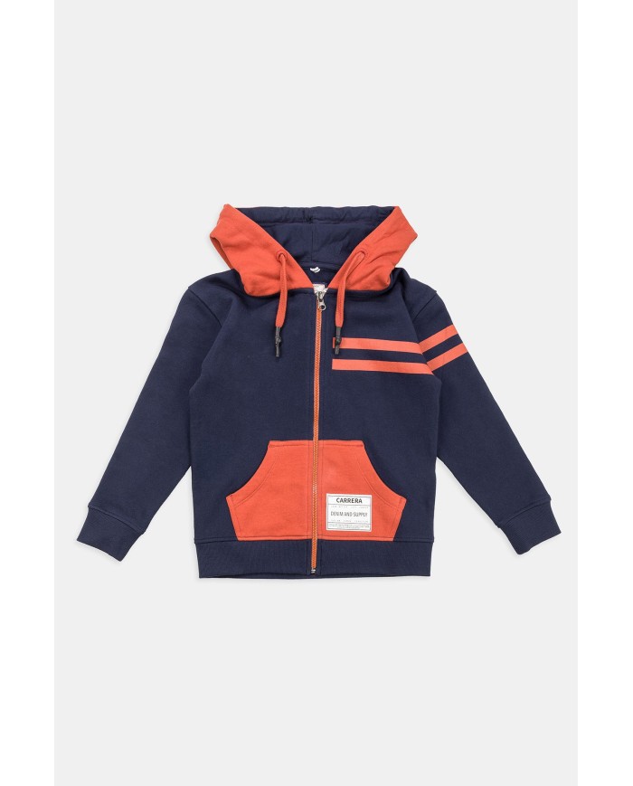 FELPA BIMBO PESANTE CON CAPPUCCIO E ZIP