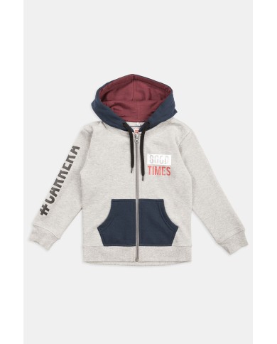 FELPA PESANTE CON CAPPUCCIO E ZIP