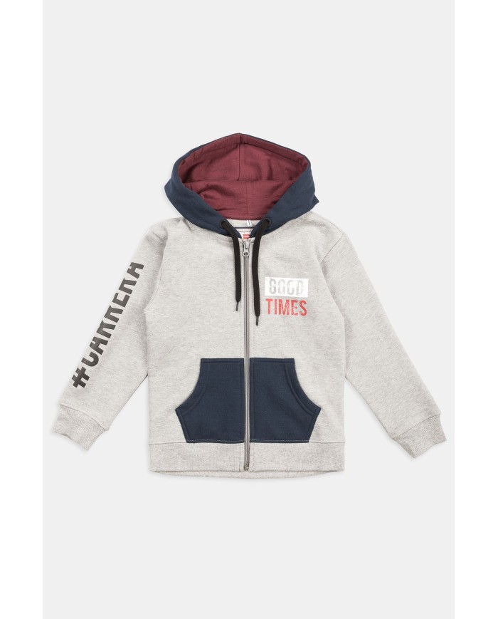 FELPA PESANTE CON CAPPUCCIO E ZIP