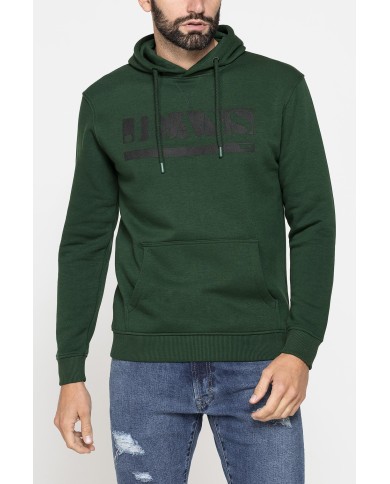 FELPA CHIUSA CON CAPPUCCIO E STAMPA GRAFICA