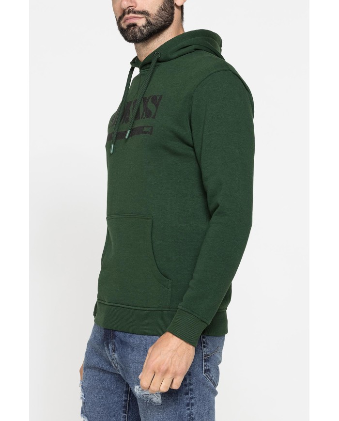 FELPA CHIUSA CON CAPPUCCIO E STAMPA GRAFICA