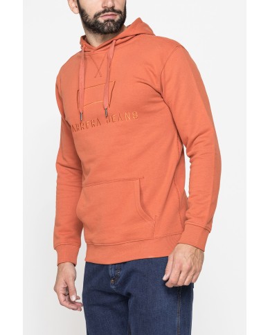 FELPA CHIUSA CON CAPPUCCIO E STAMPA GRAFICA