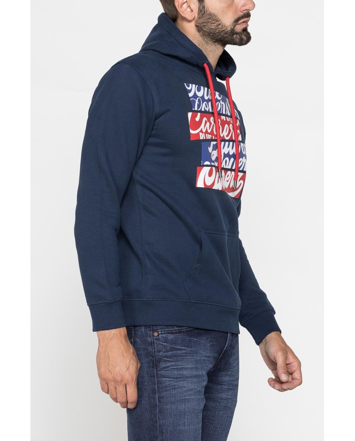 FELPA CHIUSA CON CAPPUCCIO E STAMPA GRAFICA