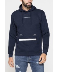 FELPA CHIUSA CON CAPPUCCIO E STAMPA GRAFICA