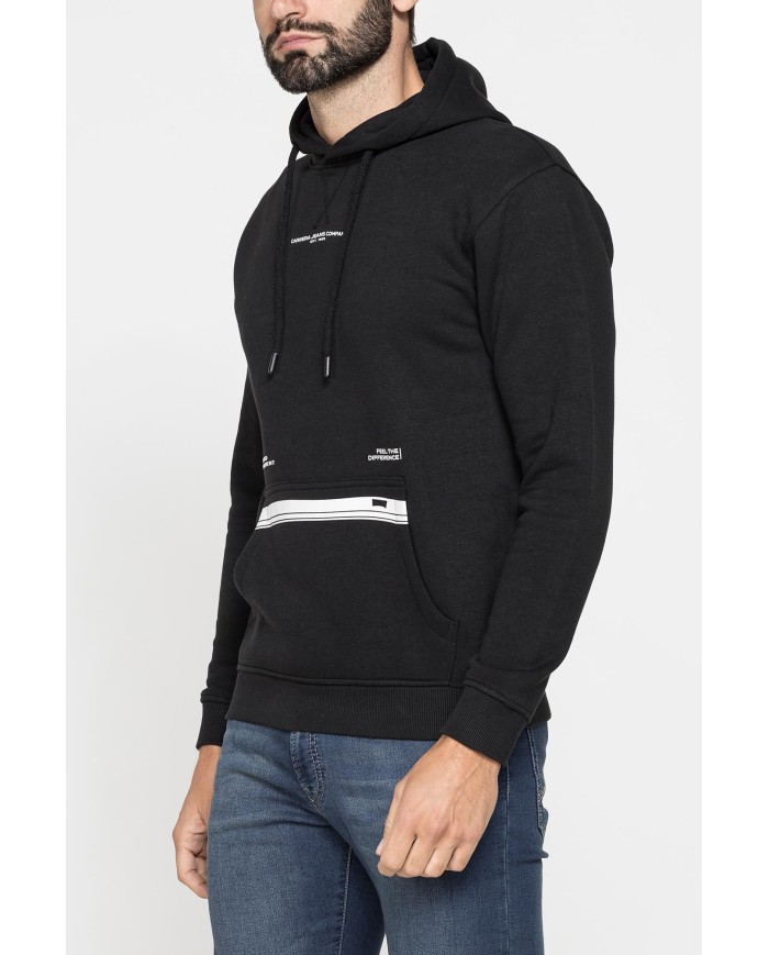 FELPA CHIUSA CON CAPPUCCIO E STAMPA GRAFICA