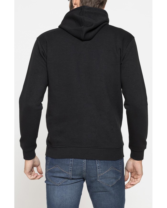 FELPA CHIUSA CON CAPPUCCIO E STAMPA GRAFICA