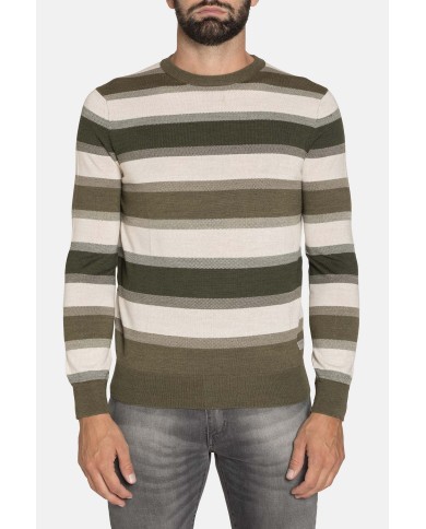 MAGLIA GIROCOLLO RIGATA MISTO LANA